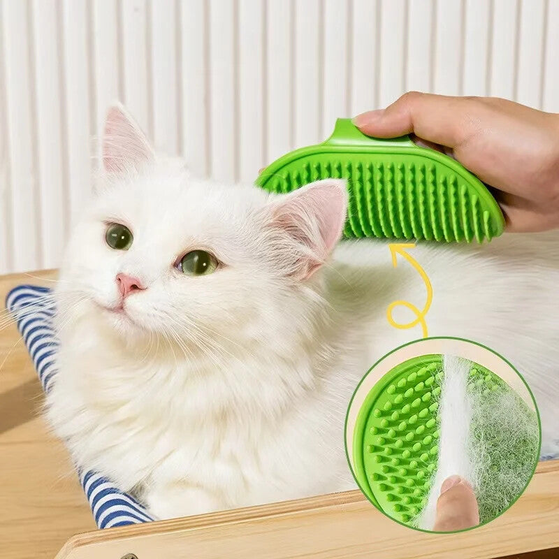 Brosse murale d'angle auto-toilettage pour chat — il se brosse tout seul