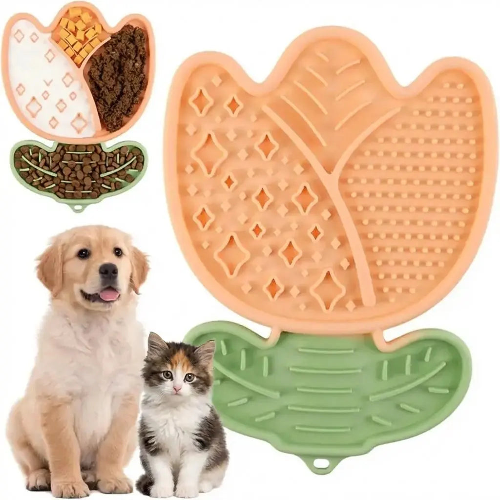 Gamelle plate anti-glouton en silicone pour chat