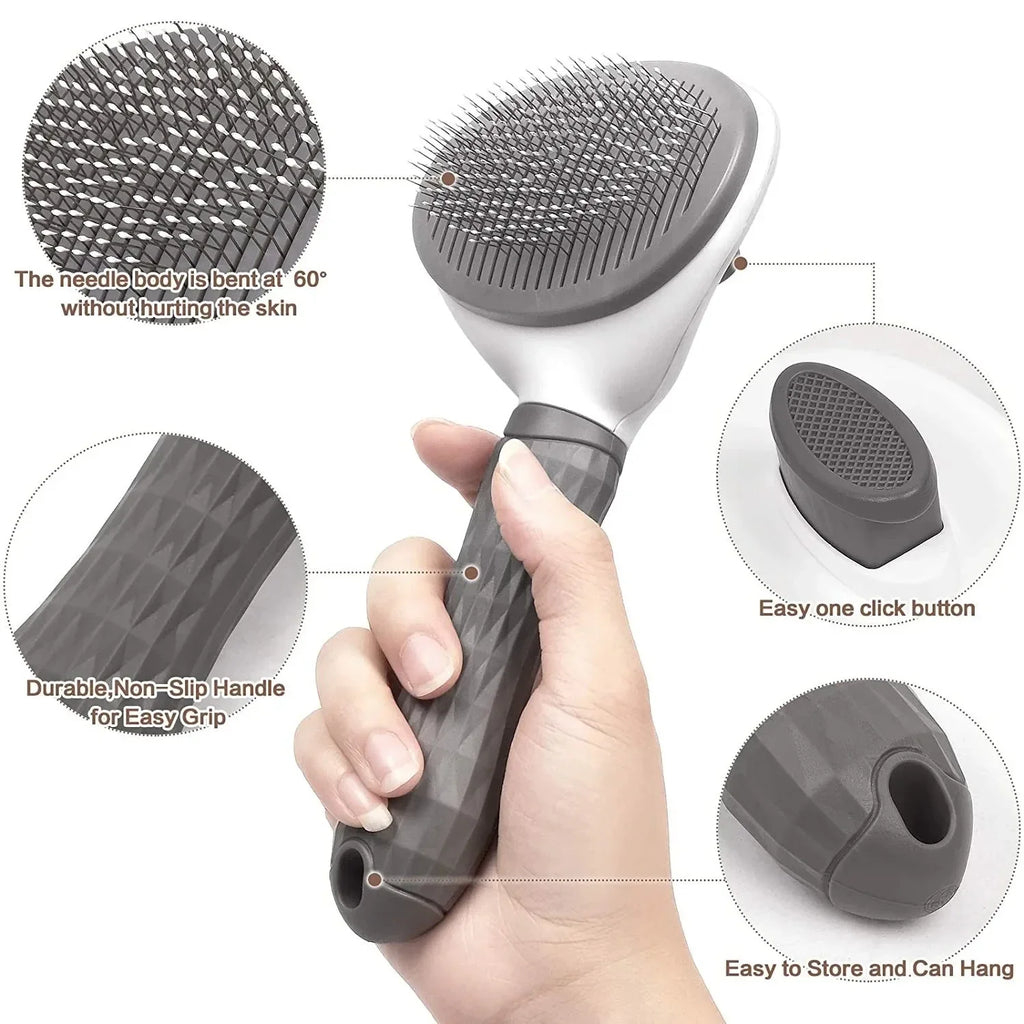 Brosse autonettoyante chat — bouton de nettoyage d'un clic