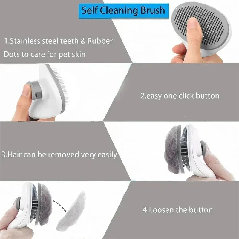 Brosse autonettoyante chat — fonctionnement en 4 étapes