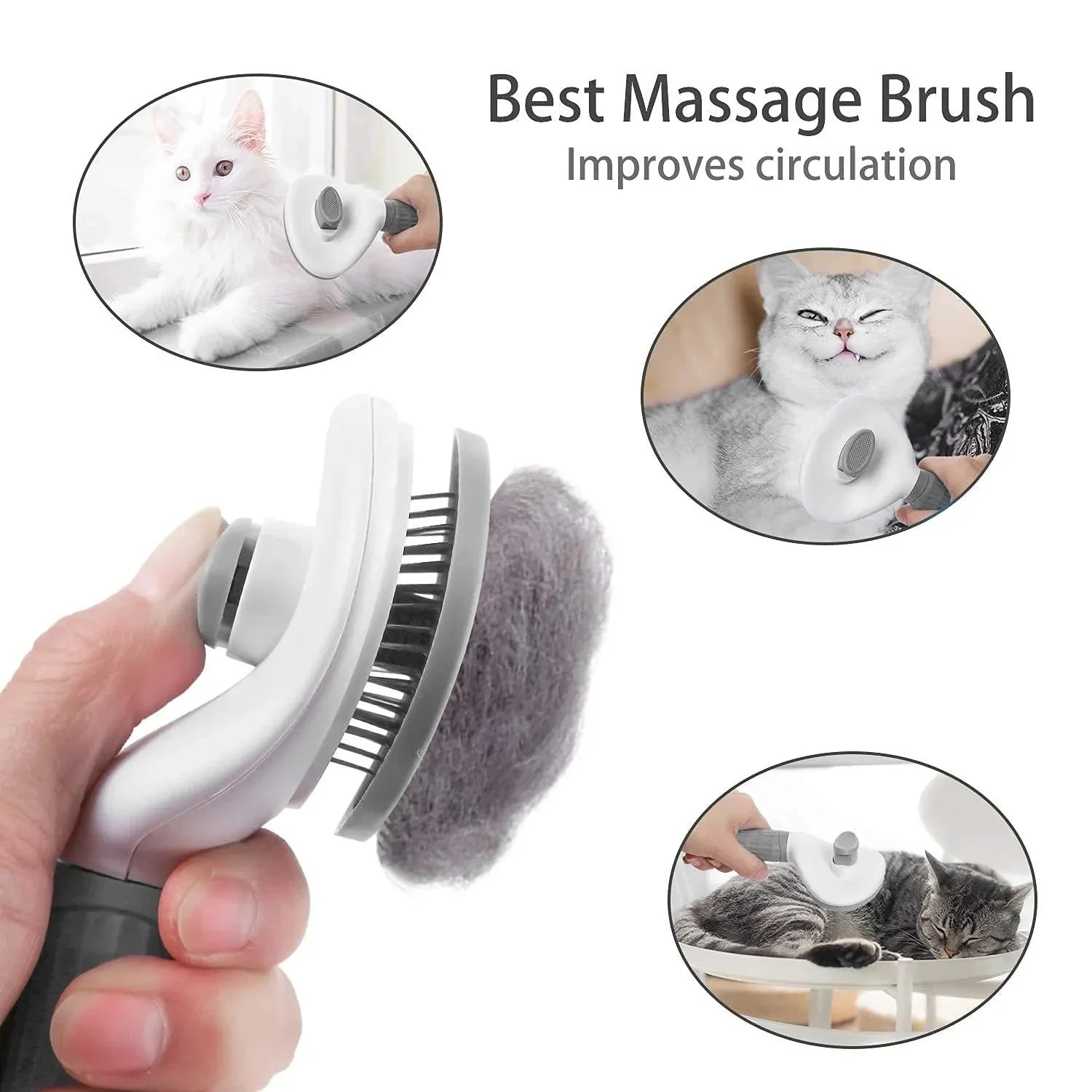 Brosse autonettoyante utilisée sur un chat